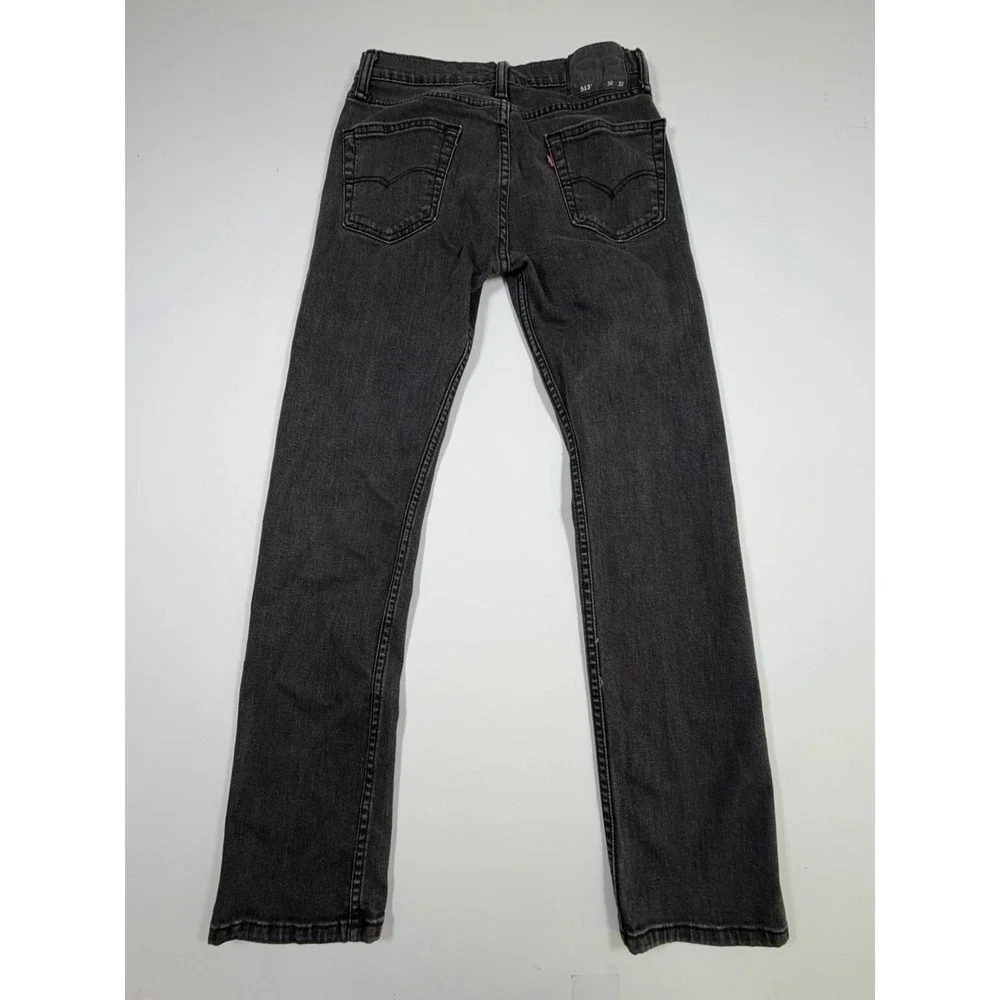 Levis 513 Jeans Mens 30x32 Black Slim Straight Stretch Denim Dark Wash Casual